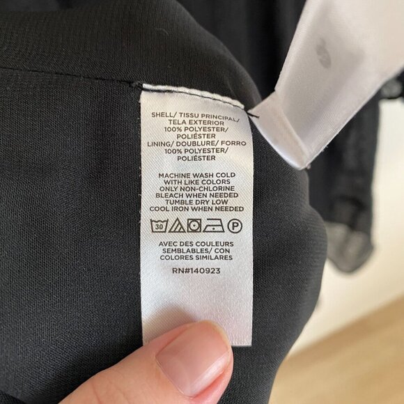 Loft Petite Black Clip Dot Long Sleeve Smocked Waist Dress Size 16P - Picture 8 of 11